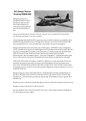 A preview of a PDF biography for Brocking, George Thomas